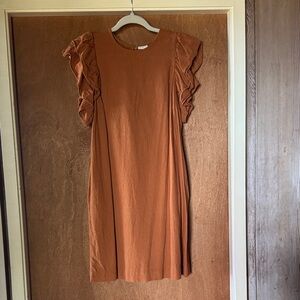 a new day Ruffled Sleeve Tan Dress